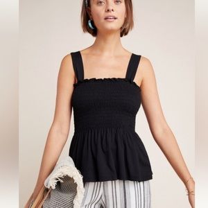 AMERICAN EAGLE smocked tank top blouse peplum hem square neck flowy sleeveless